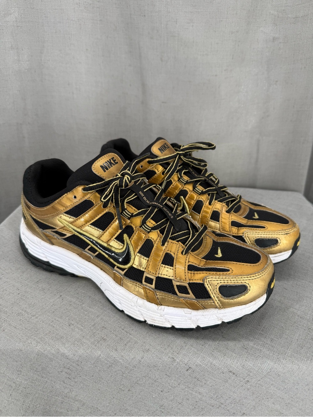 Nike P-6000 Running Shoes Black Metallic Infinite Gold HQ3030-700 Mens Size 9.5